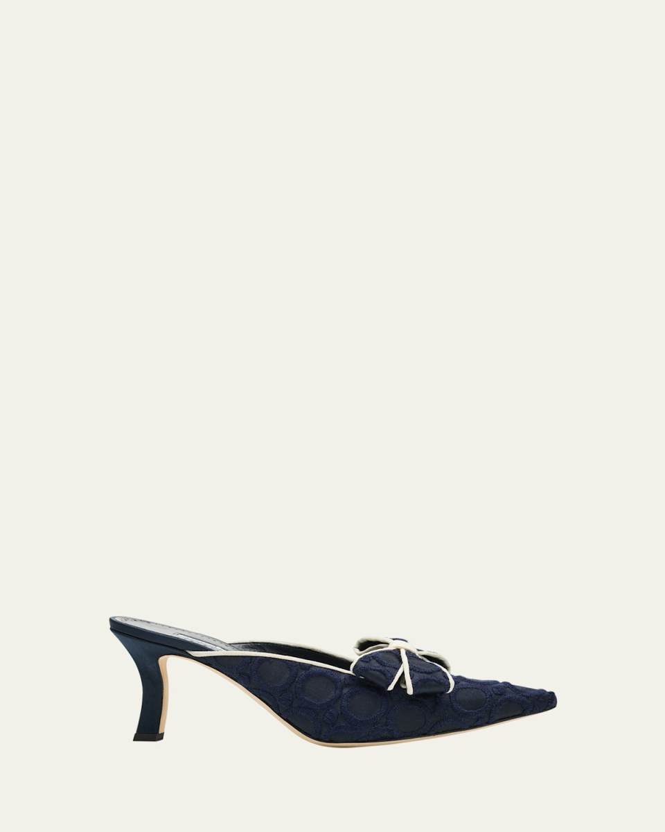 Circolu Embroidered Bow Mules